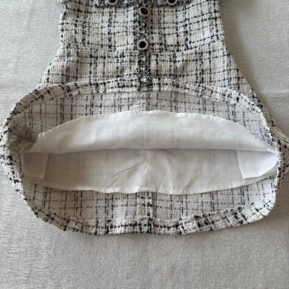 Blueberi Boulevard 2T Toddler Tweed Dress Black White Peter Pan Collar w/ Beret